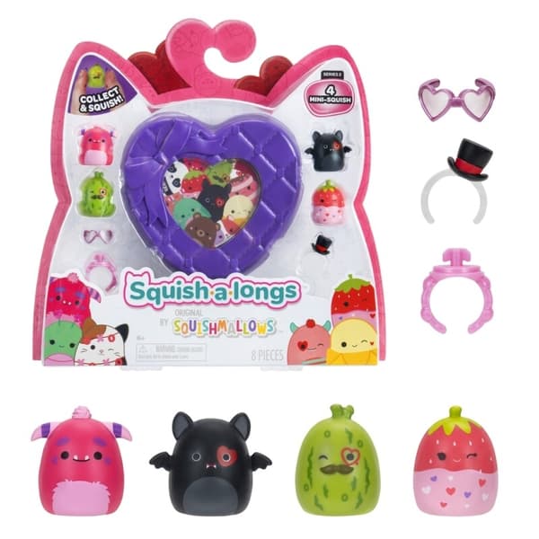 Squish-a-longs 4-p med Hjärtask Lila multifärg