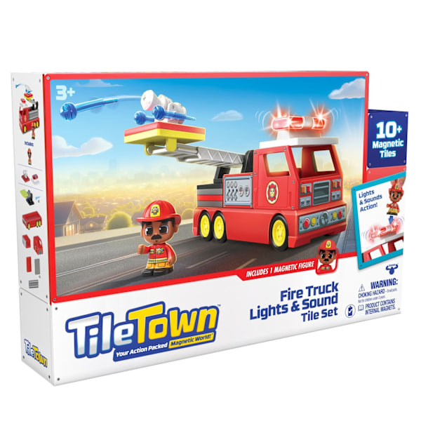 Tile Town Magnetiskt Byggset Brandbil med ljud och ljus MultiColor