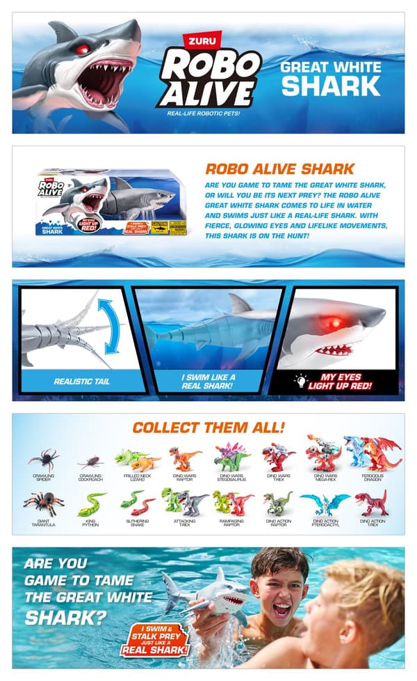 Zuru Robo Alive Great White Shark Robothaj multifärg