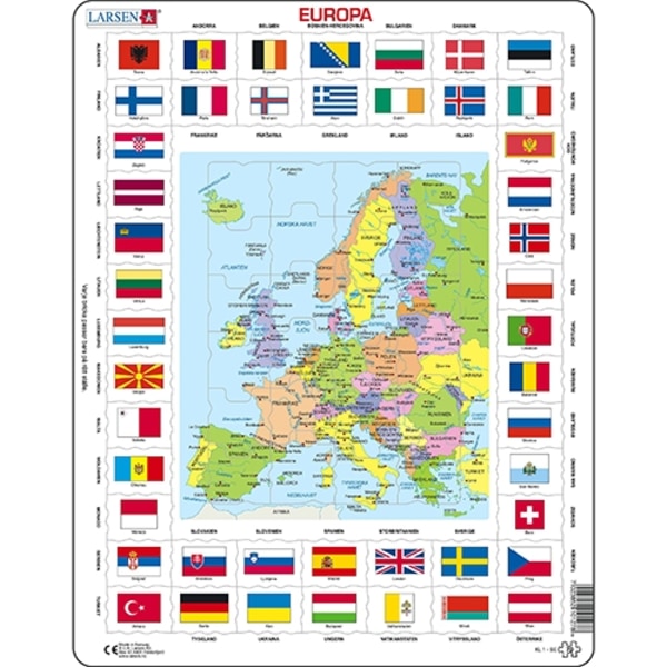 Larsen Europa Flaggor Pussel 70 bitar multifärg