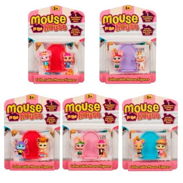 Mouse in the house 2-pack Musfigurer Rosa dörr MultiColor Rosa dörr