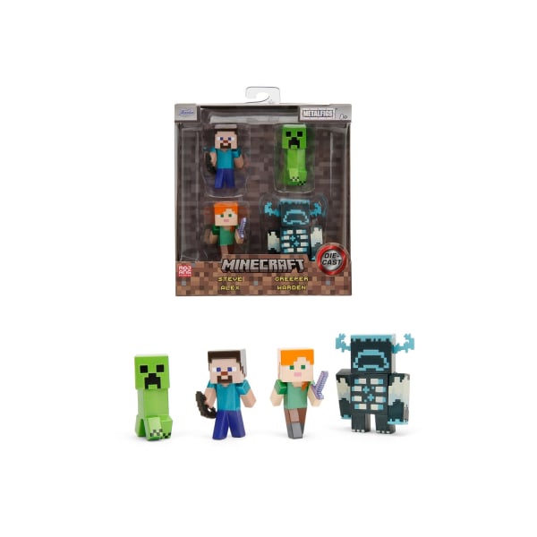 Minecraft Metallfigurer 4-pack 2.5" multifärg