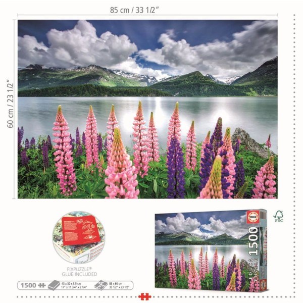 Educa Lupins On The Shores Of Lake Sils Pussel 1500 bitar 19271 multifärg