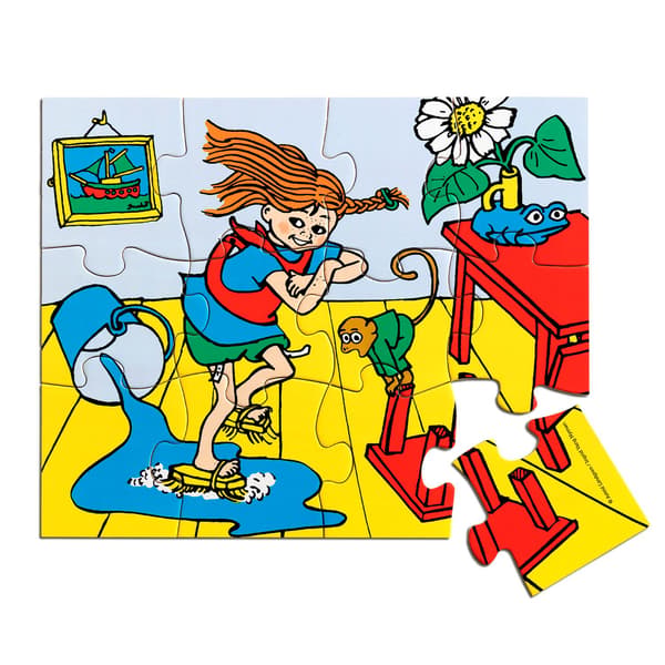 Pippi Träpussel 12 bitar multifärg