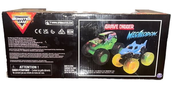 Monster Jam 1:43 Glowing Light 2-pack Grave Digger & Megalodon multifärg
