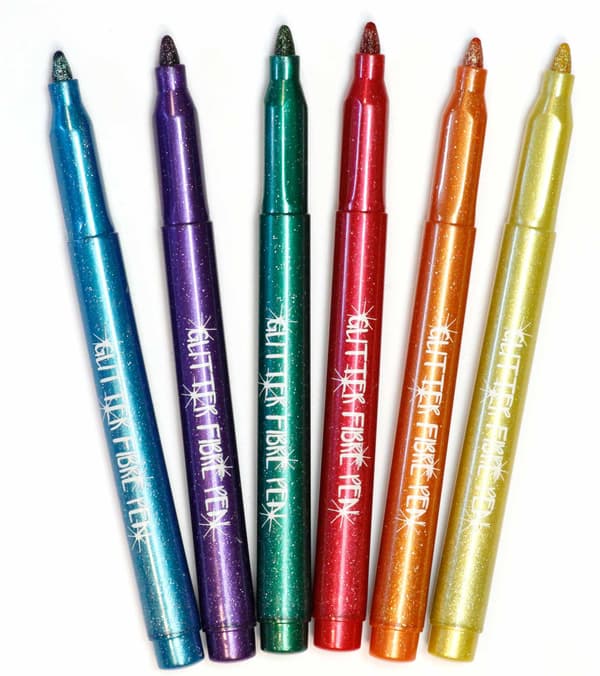 Sense Glitter Fiberpennor 6-pack multifärg