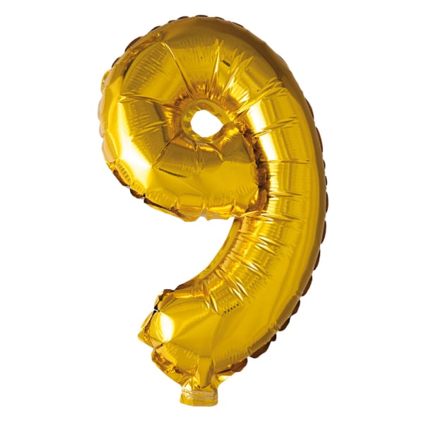 Folieballong 41cm Siffra 9 Guld MultiColor 9