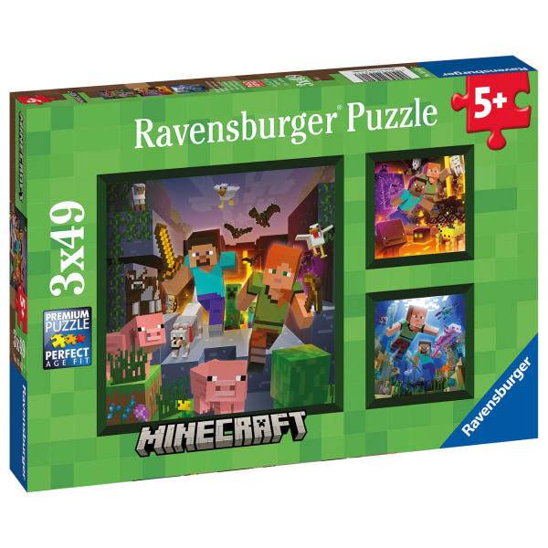 Ravensburger Minecraft Pussel 3x49 bitar multifärg
