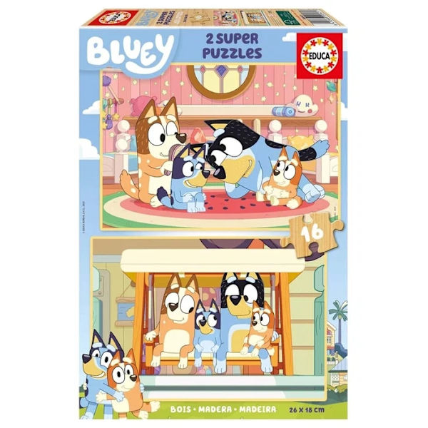 Educa Bluey Träpussel 2x16 bitar multifärg