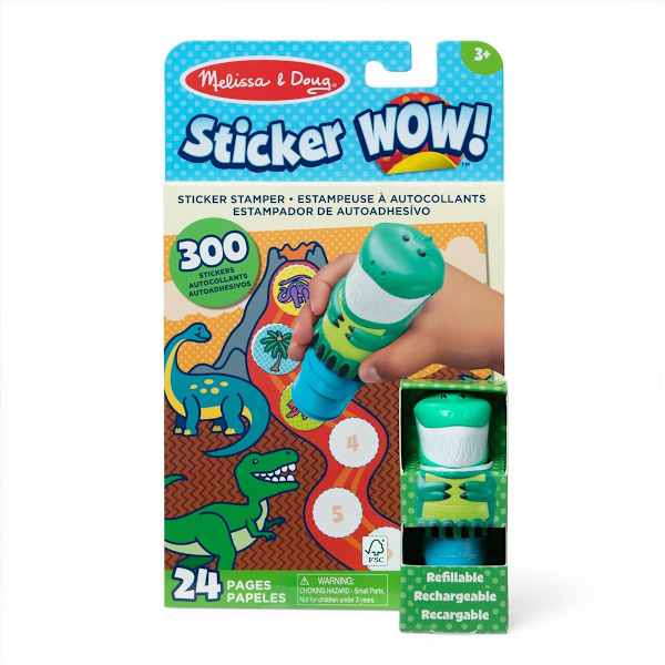 Sticker WOW! Dino Bok med klistermärkesstämpel multifärg