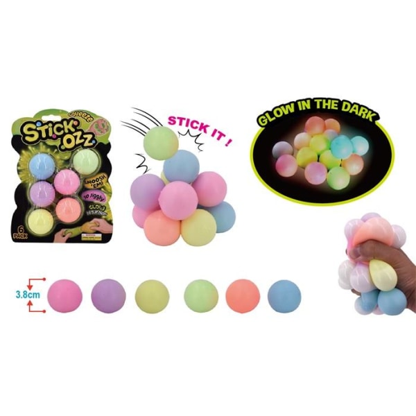 Stick Ooz Sticky Squeeze Glow in the dark 6-pack multifärg