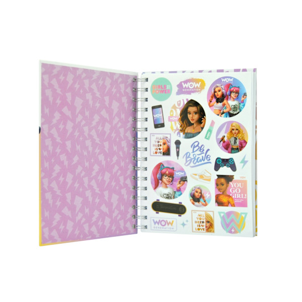 WOW Generation Anteckningsbok med stickers Spiral Annie, Alana & Valentina Annie, Alana & Valentina