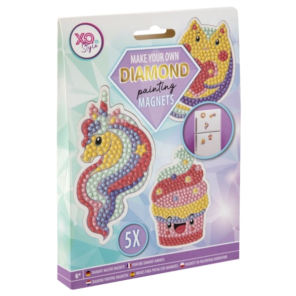 Diamond Painting Magneter Unicorn 5-p multifärg
