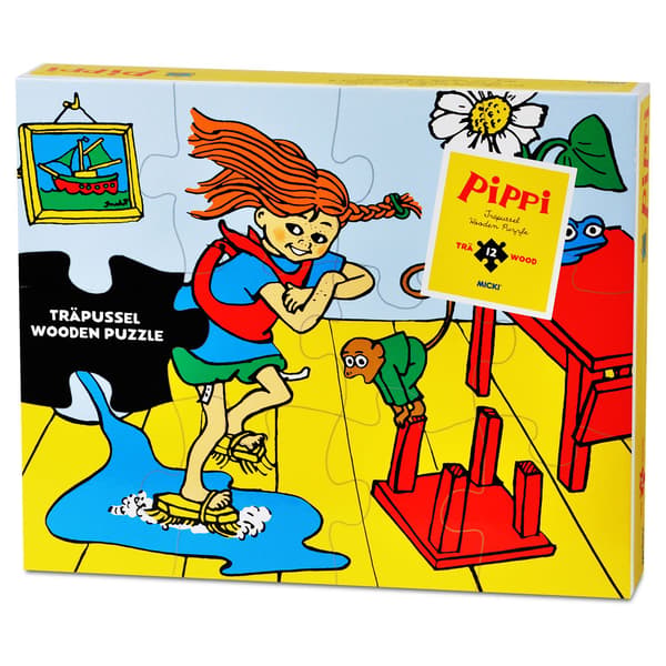 Pippi Träpussel 12 bitar multifärg
