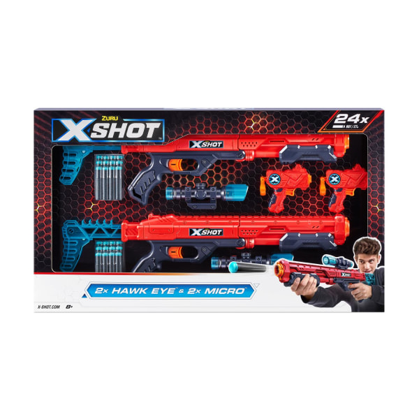X-Shot Blaster Combo Pack 2x Hawk Eye & 2x Micro multifärg