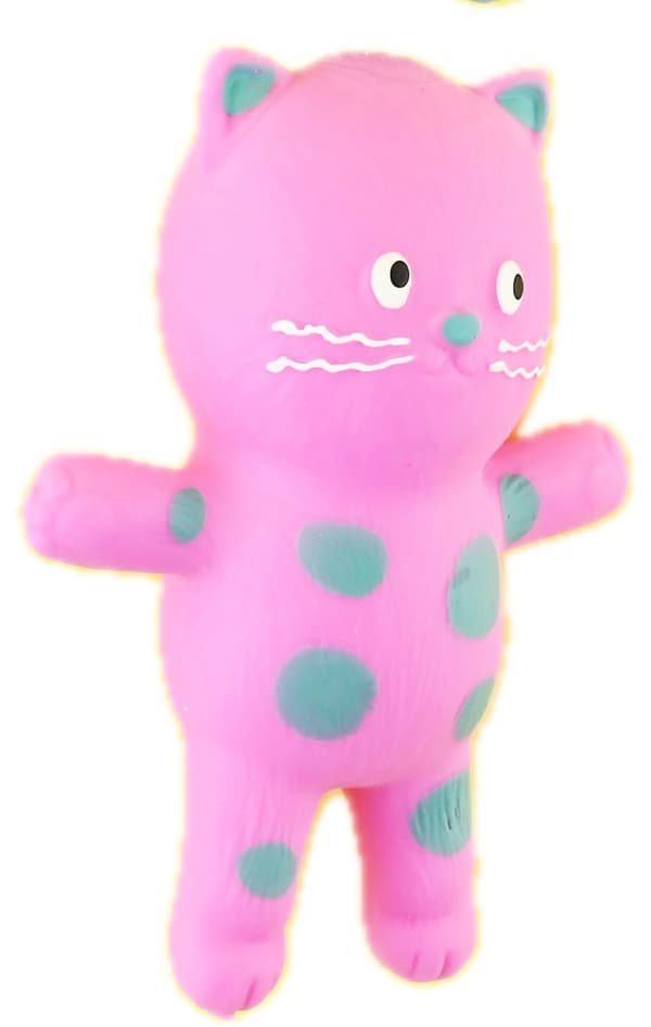 Squeeze Katt 14cm Rosa med blå prickar multifärg