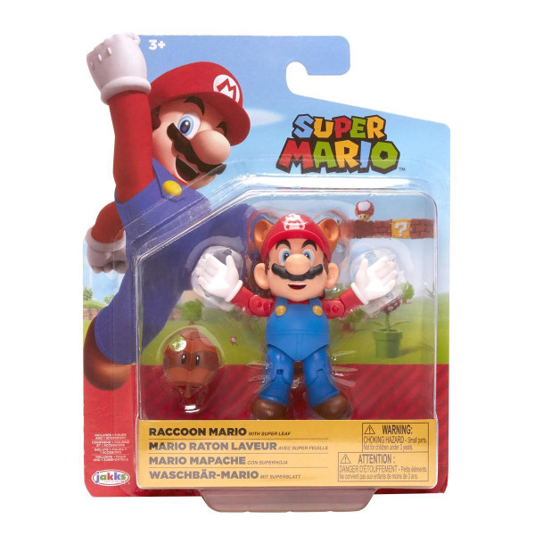 Super Mario Figur 10cm Raccoon Mario with Super Leaf multifärg