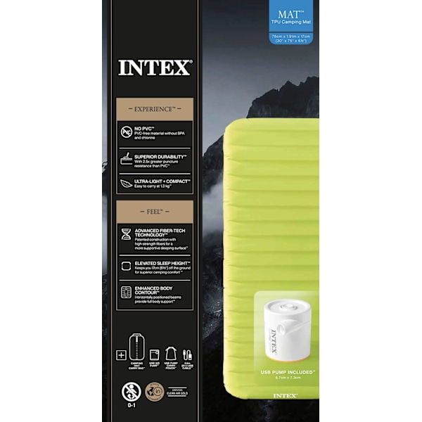 INTEX Uppblåsbart liggunderlag med USB pump