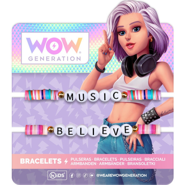 WOW Generation Armband Budskap Music/Believe MultiColor Music/Believe