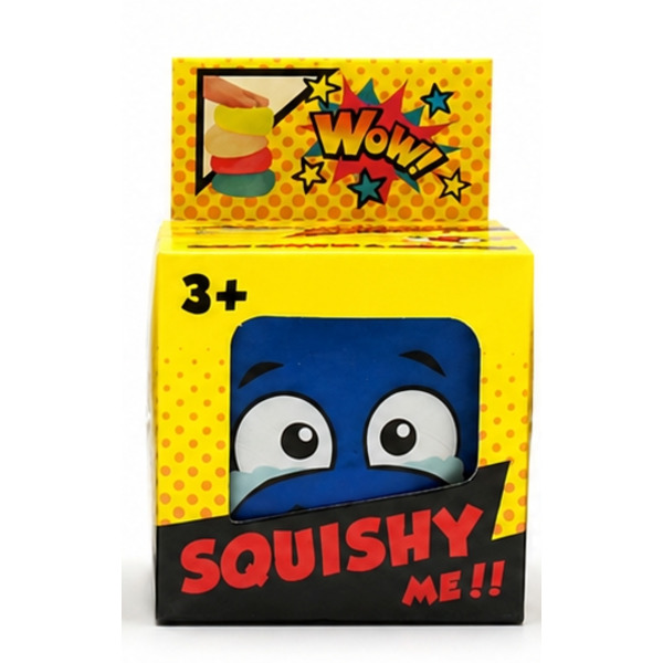 Squeeze Kub med ansikte Blå