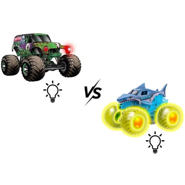 Monster Jam 1:43 Glowing Light 2-pack Grave Digger & Megalodon multifärg
