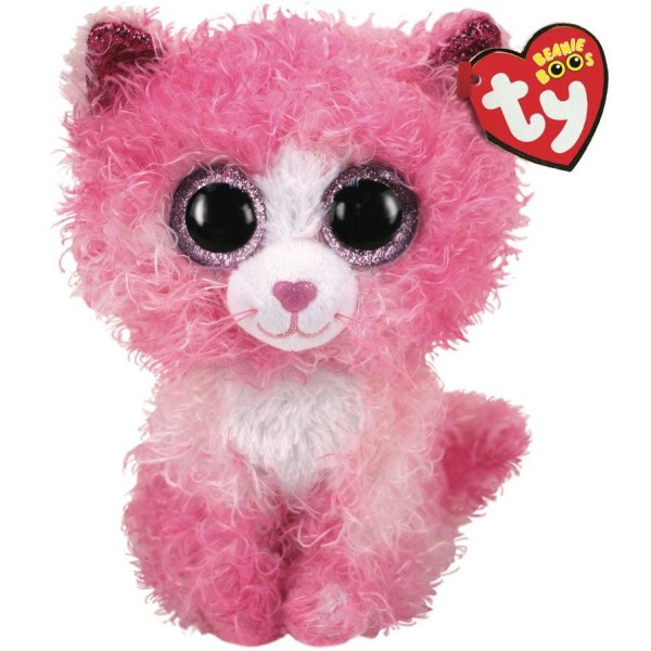 TY Beanie Boos REAGAN Katt med rosa krullig päls reg multifärg