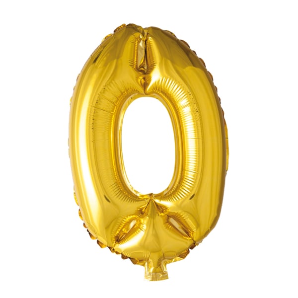 Folieballong 41cm Siffra 0 Guld MultiColor 0