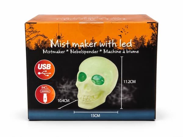 Halloween Mist Maker LED Döskalle multifärg