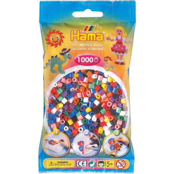 Pärlor till pärlplatta Hama Midi Basic Mix 1000st 207-00 multifärg