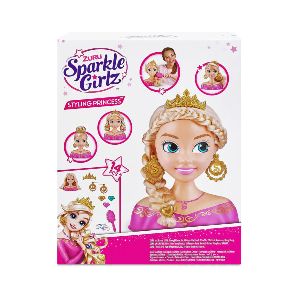 Sparkle Girlz Styling Princess Frisyrhuvud 14 delar multifärg