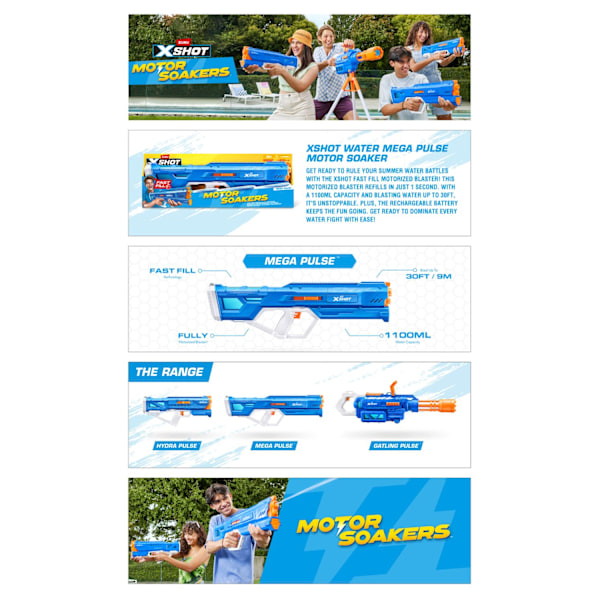 X-Shot Motor Soaker Mega Pulse Vattengevär multifärg