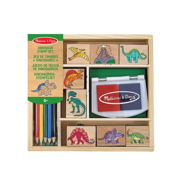 Stämpelset i trä 8-pack Dinosaur multifärg