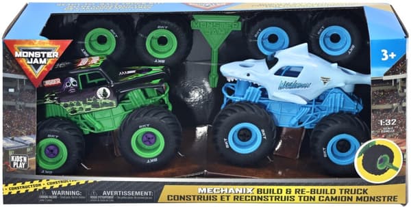 Monster Jam Mechanix 2-pack Megalodon/Grave Digger 1:32 multifärg
