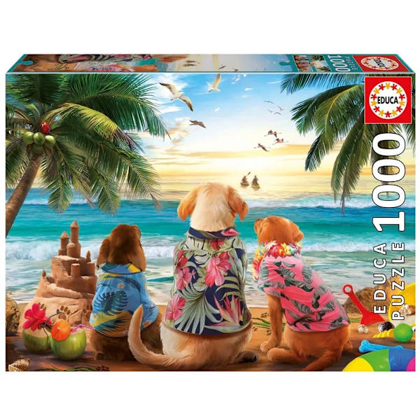 Educa Dogs On The Beach Pussel 1000 bitar multifärg