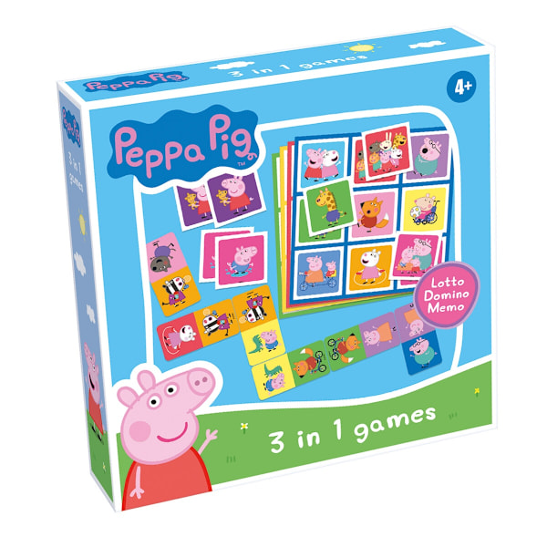 Greta Gris 3-i-1 Lotto, Domino, Memo multifärg