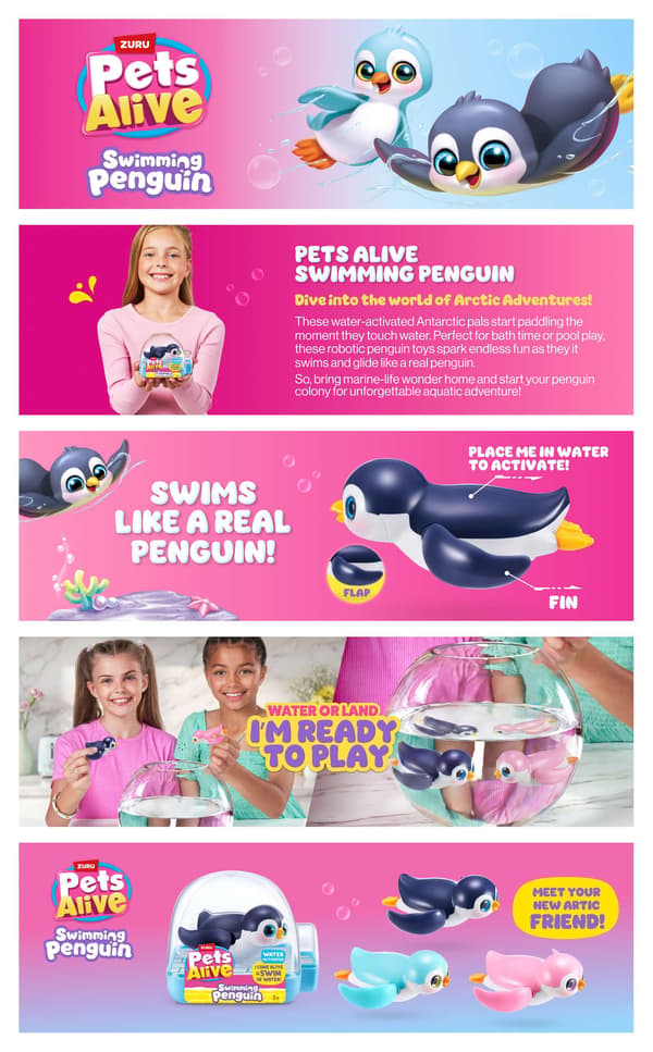 Zuru Pets Alive Swimming Penguin Svart multifärg