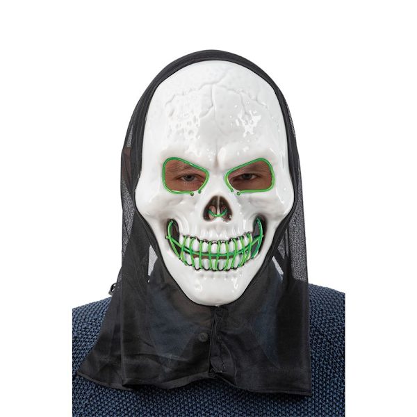 LED Mask Dödskalle med huva Grön multifärg