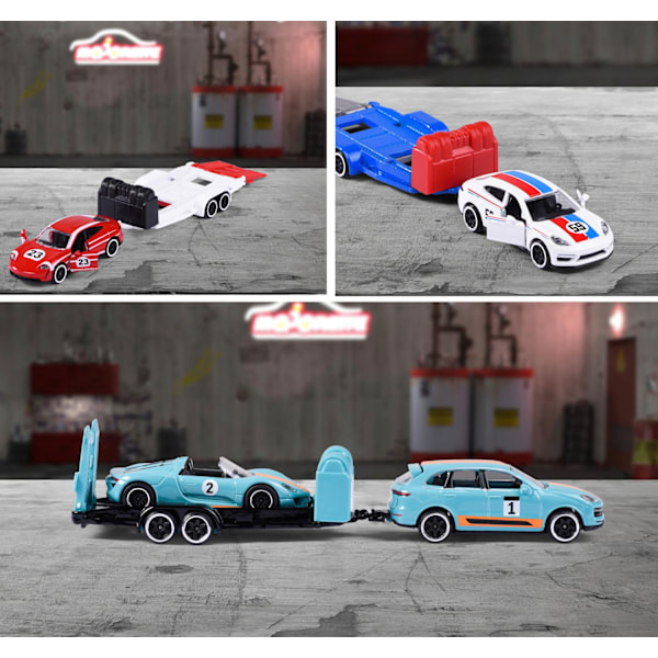 Majorette Porsche Race Trailer Taycan Turbo S + 917 multifärg