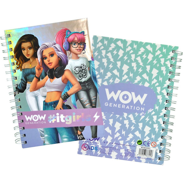 WOW Generation Anteckningsbok med stickers Spiral Annie, Alana & Valentina Annie, Alana & Valentina
