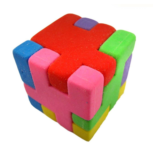 Suddgummi Kub Pussel 3cm multifärg