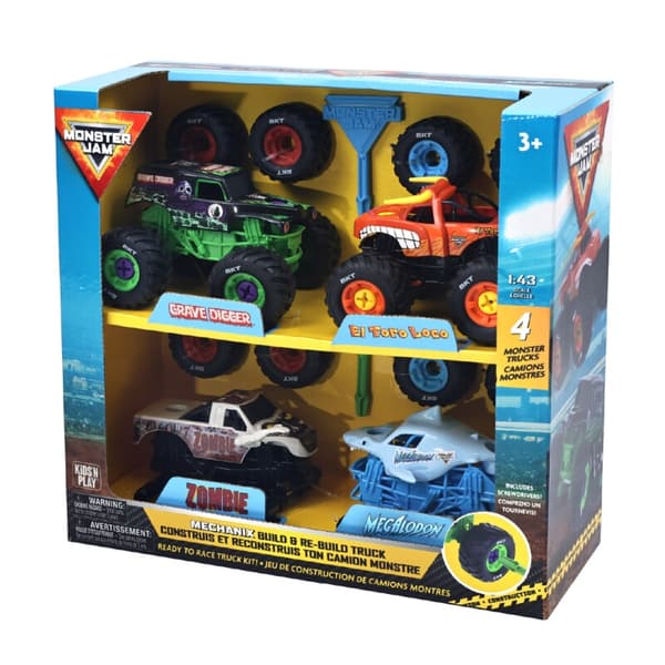 Monster Jam Mechanix 4-pack 1:43 multifärg