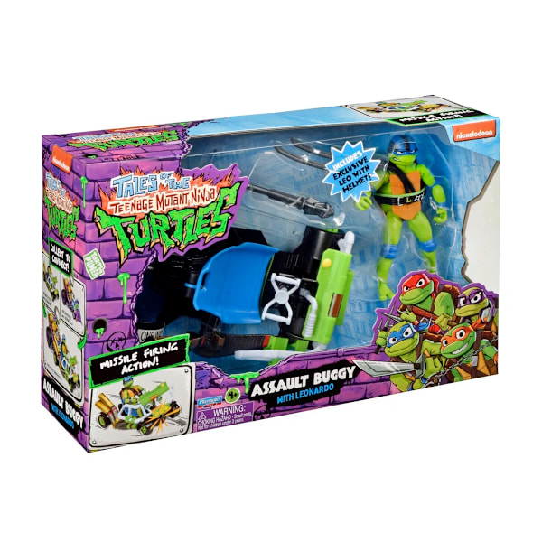 Turtles Fordon med figur Assault Buggy with Leonardo multifärg
