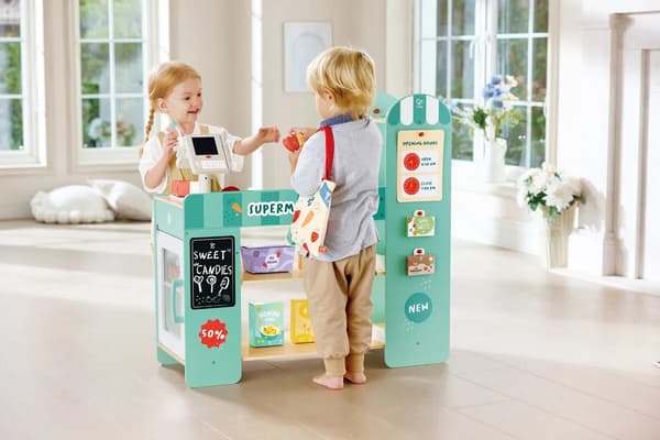 Hape Smart Play Supermarket i trä multifärg