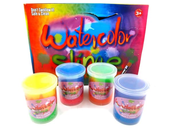 3 färgat slime blå, lila & rosa Blå
