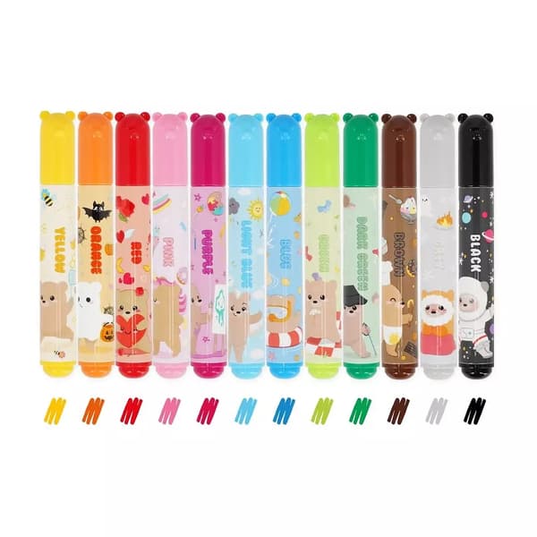 Teddy Friends Markers 12-pack i burk