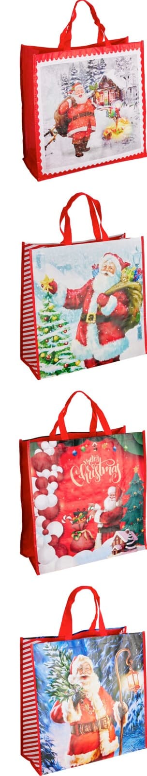 Presentpåse Julmotiv Stor 45x45x20cm Tomte med säck och gran