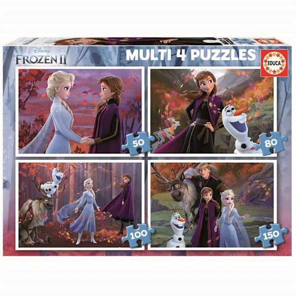 Educa Frozen 2 4-pack Pussel 50-80-100-150 bitar multifärg