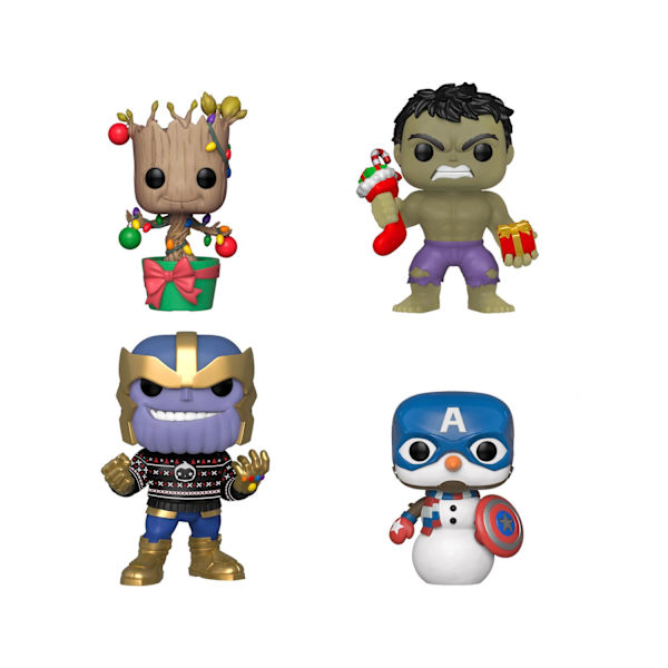 Funko! POP Marvel 4-pack Hulk, Groot, Cap Snowman, Thanos multifärg