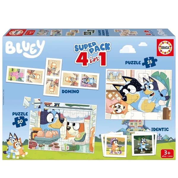 Educa Bluey Superpack 4 In 1 Spel & Pussel multifärg