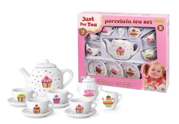 Teservis 13 delar Porslin multifärg